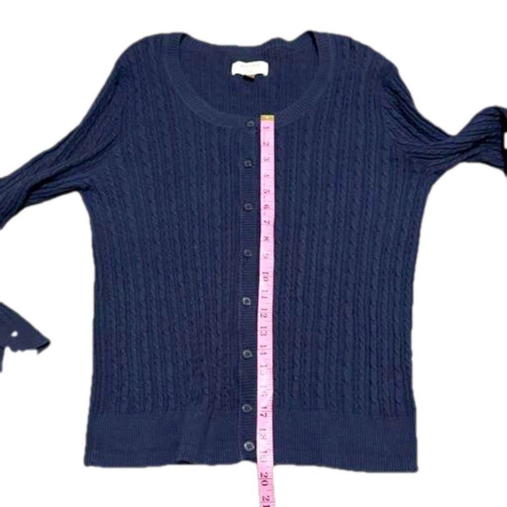 SONOMA LIFESTYLE Cotton Navy Cable Cardigan Button Sweater Women Size PXL/10 - Picture 12 of 13
